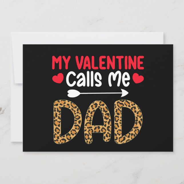 Min Valentine kallar mig Pappa Leopard Buffalo Pla Inbjudningar (Framsida)