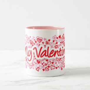 Min Valentine-text innehåller mycket hjärt-röd ros Två-Tonad Mugg