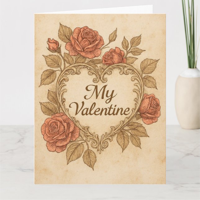 Min Valentine Vintage Hälsning Kort (Framsida)