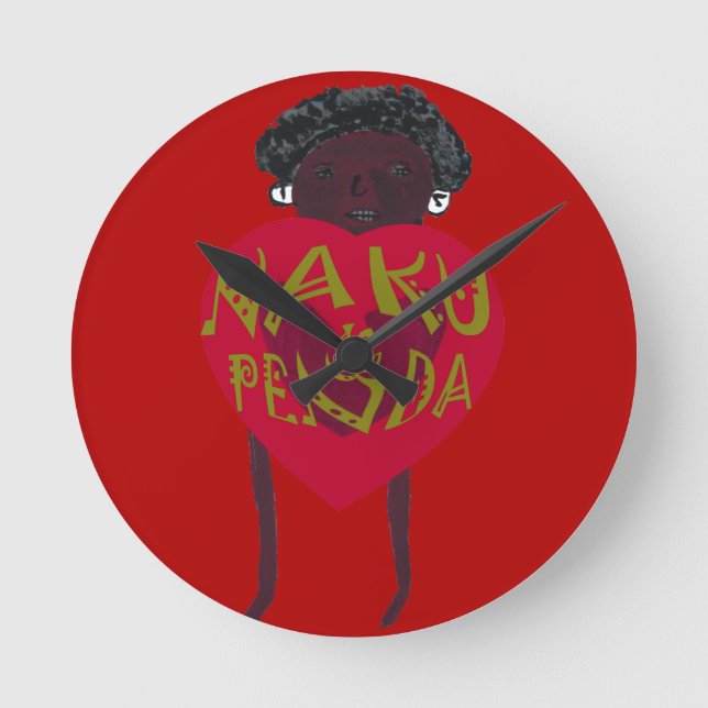 Min valentinkärlek dig Nakupenda Kenya Swahili Rund Klocka (Framsida)