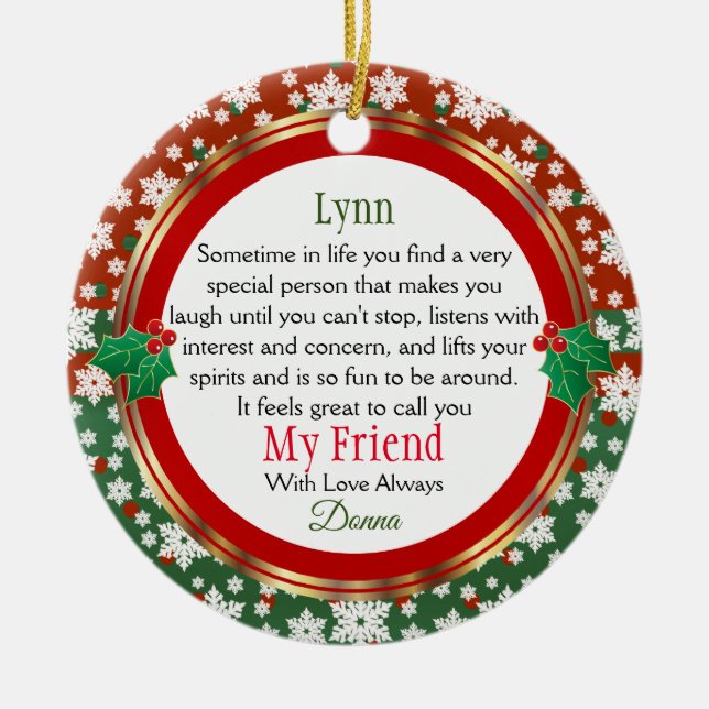 Min vän alltid julgransprydnad keramik (Framsidan)