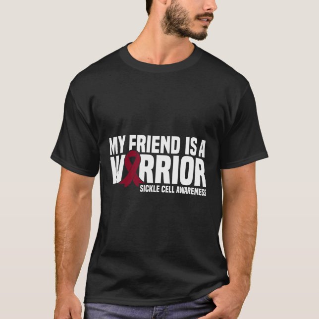 Min vän är en Warrior Burgundy Ribbon Sickle-cell T Shirt (Framsida)