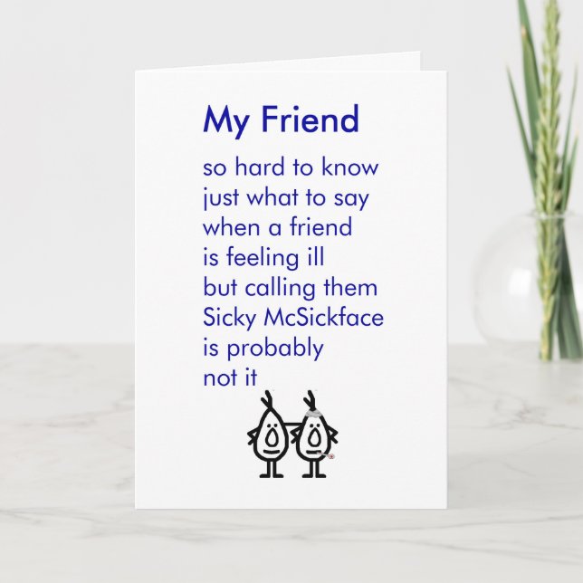 Min vän - ett roligt får väl dikt kort (Framsida)