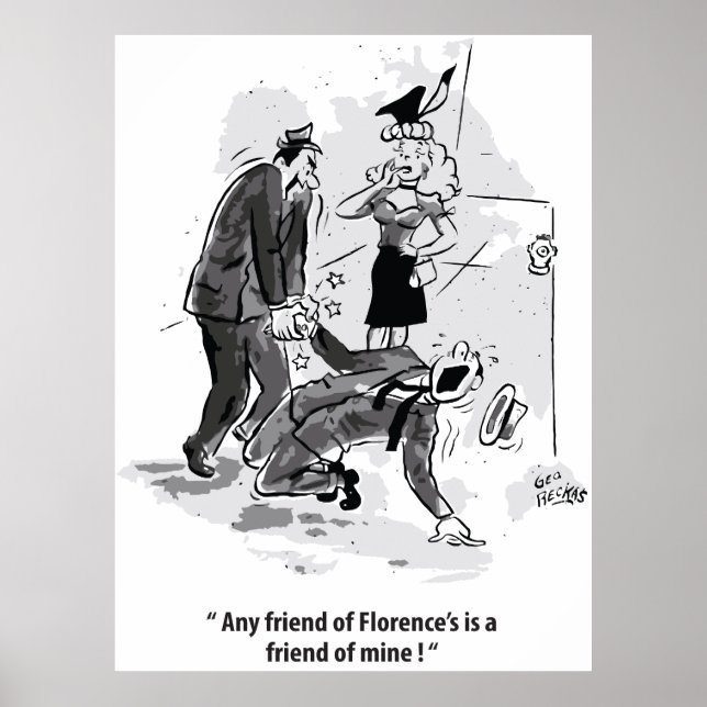Min vän, Kärlekstriangel, Roligt Vintage Poster (Framsidan)