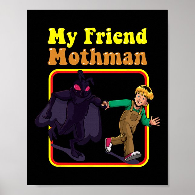 Min vän Mothman Roligt Retro Cryptid Creatures Mon Poster (Framsidan)