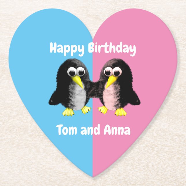 Min vän penguin,Personlig för Twillingar Underlägg Papper (Framsida)