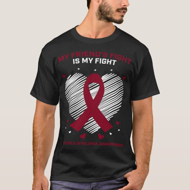 Min väns kamp är min kamp mot Många Myeloma Awa T Shirt (Framsida)