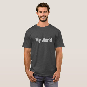 "Min Värld" Anpassad Text Charcoal Heather Basic M T Shirt