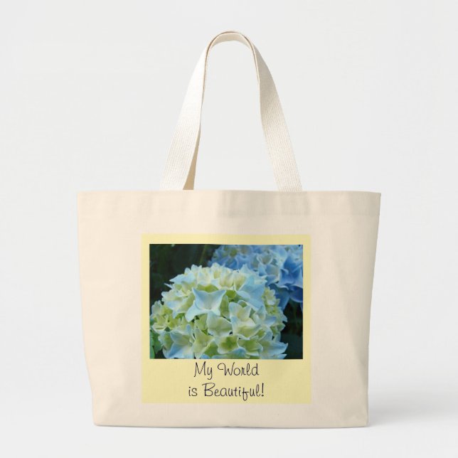 Min värld är vacker! Totes väska Blå Hortensia (Framsidan)