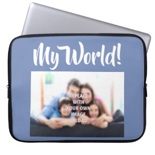 "Min Värld" - Familjefoto på ett bärbart datorskyd Laptop Fodral