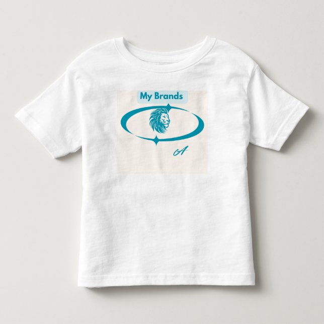 Min varumärkes eleganta blå lejonlogotyp anpassad  t shirt (Framsida)