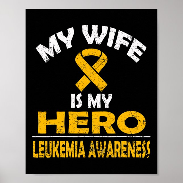 MIN VIFT ÄR MIN HERO LEUKEMIA MEDVETENHET T SHIRT POSTER (Framsidan)