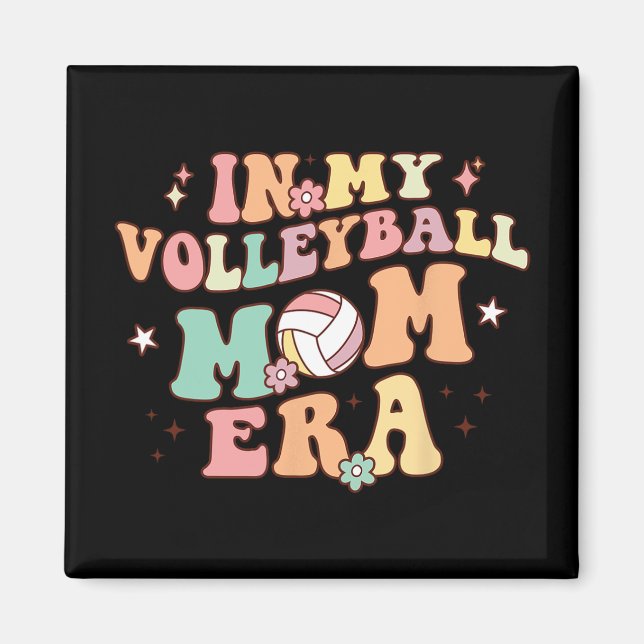 Min Volleyball Mamma Era-speldag Cute Retro Volley Magnet (Framsidan)
