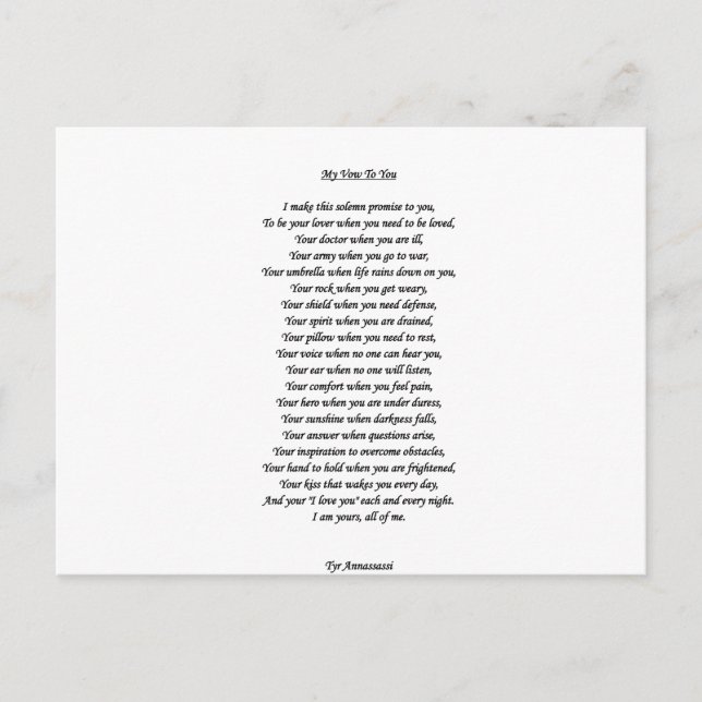 MIN VOT TILL DIG POSTCARD VYKORT (Framsida)