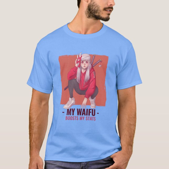 Min Waifu startar mina stats T Shirt (Framsida)