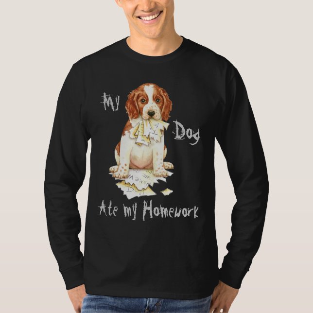 Min Welsh Springer Ate Mina hemläxor T-shirt (Framsida)
