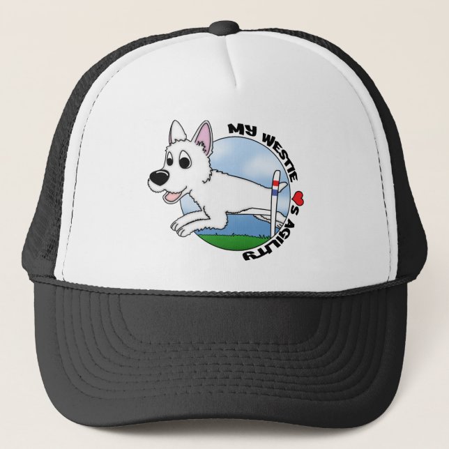 Min Westie älskar Agility Truckerkeps (Framsida)