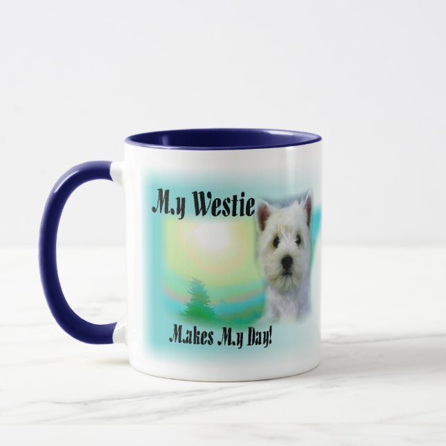 Min Westie gör min dag Mugg (Vänster)