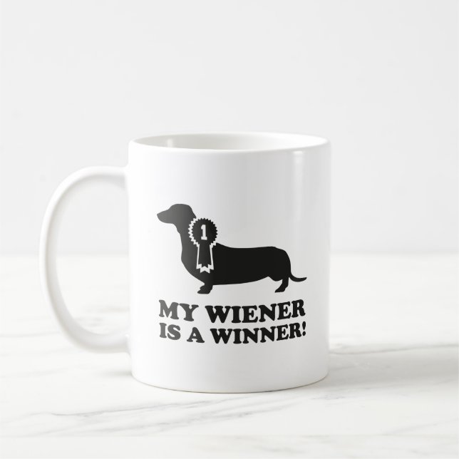 Min Wiener är en vinnare! Kaffe Mugg (Vänster)