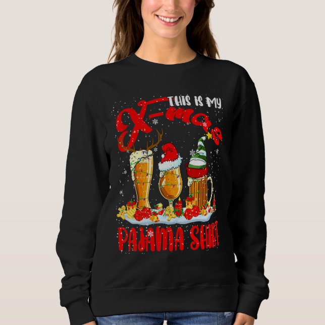 Min X Mas Pajama Shirt Julafton Santa Reindeer Elf T Shirt (Framsida)
