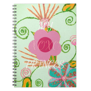 Min XOXO Little Princess Blommigt Art Print Design Anteckningsbok Med Spiral