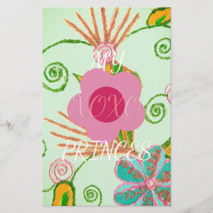 Min XOXO Little Princess Blommigt Art Print Design Brevpapper