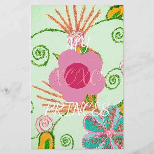 Min XOXO Little Princess Blommigt Art Print Design Brevpapper (Framsida)