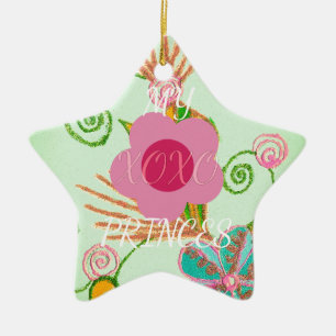 Min XOXO Little Princess Blommigt Art Print Design Julgransprydnad Keramik