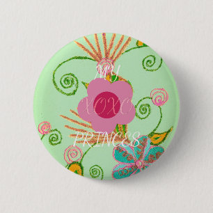 Min XOXO Little Princess Blommigt Art Print Design Knapp