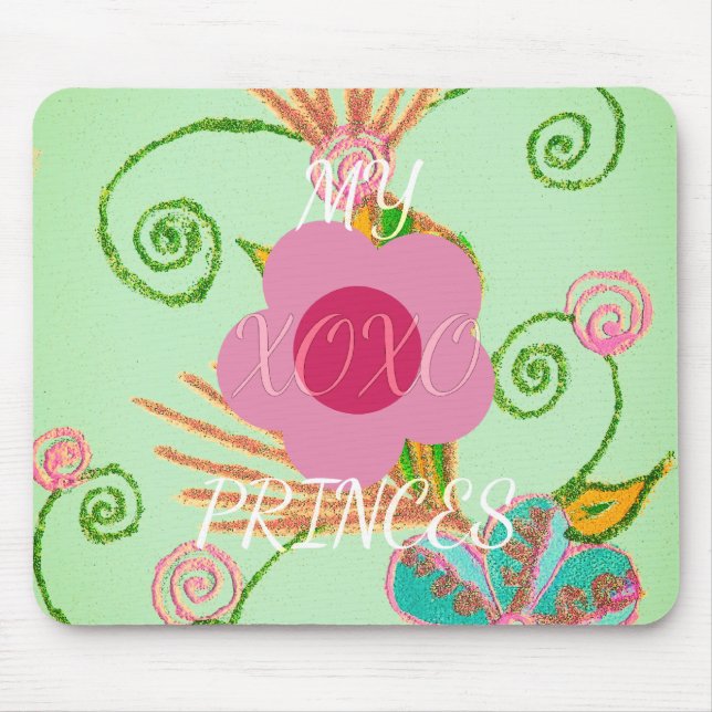 Min XOXO Little Princess Blommigt Art Print Design Musmatta (Framsidan)