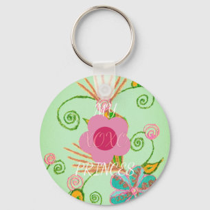 Min XOXO Little Princess Blommigt Art Print Design Nyckelring