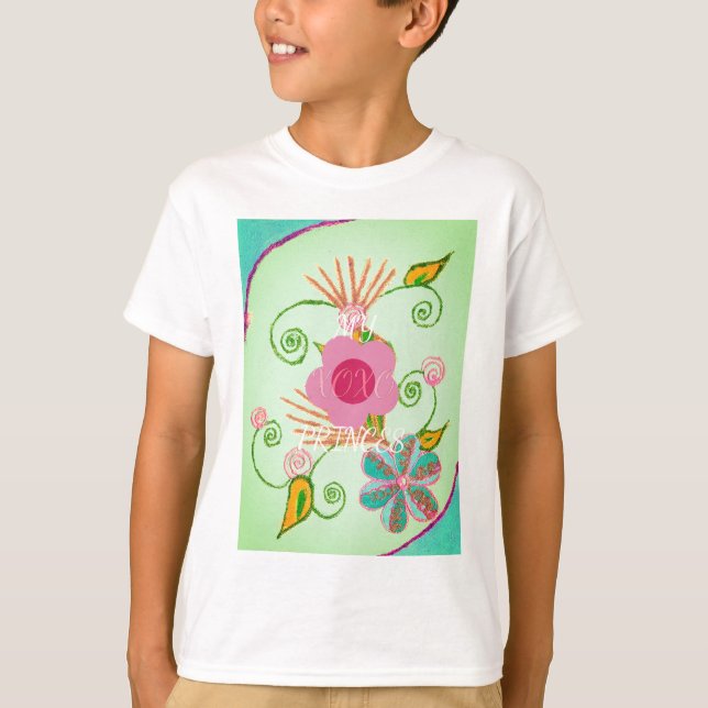 Min XOXO Little Princess Blommigt Art Print Design T-shirt (Framsida)
