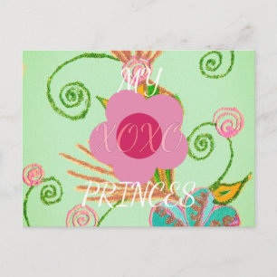 Min XOXO Little Princess Blommigt Art Print Design Vykort
