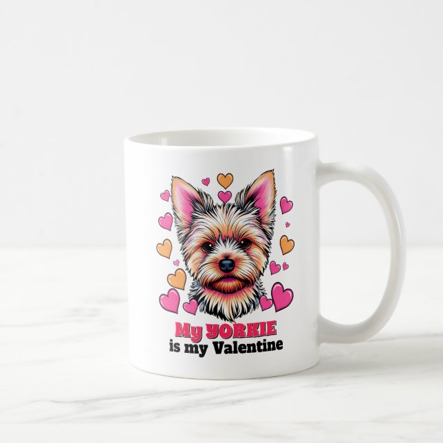 Min Yorkie är My Valentine Hund Cute Funny Kaffemugg (Höger)
