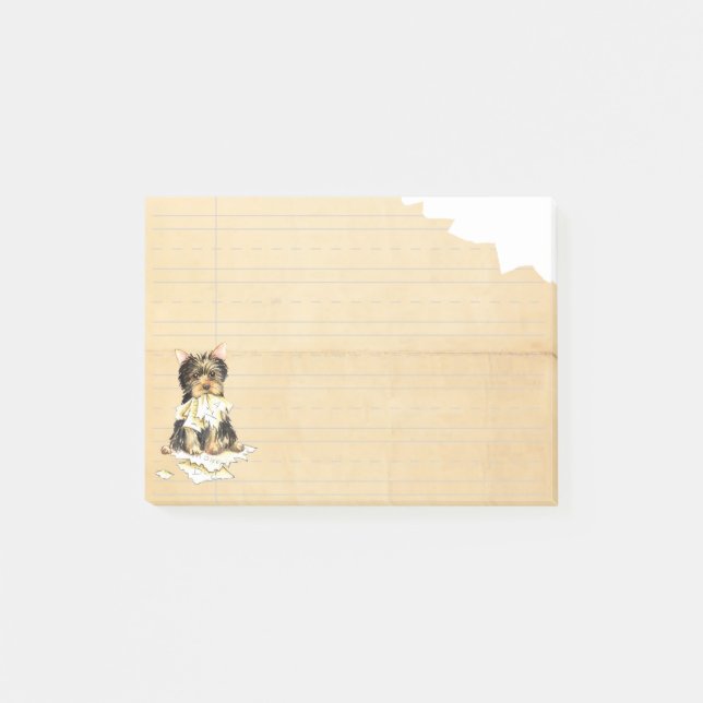 Min Yorkie åt min läxa Post-it Block (Framsida)