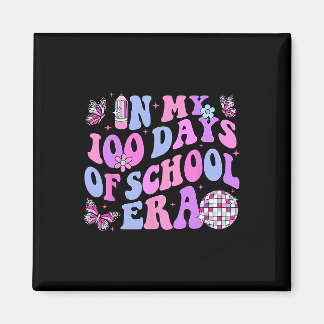 Mina 100 dagar av skolera Retro Disco 100 dagar Magnet (Framsidan)