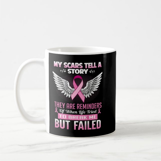 Mina ärr berättar en historia - Bröstcancermedveta Kaffemugg (Vänster)