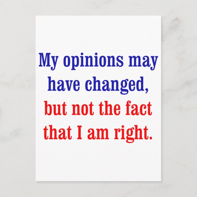 Mina åsikter kan ha ändrats vykort (Framsida)