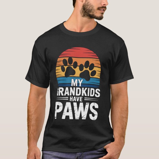 Mina barnbarn har tassar Hund Katt Djur Morfar T Shirt (Framsida)