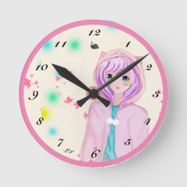 Mina digitala barn i teckning Acrylic Wall Clock L Rund Klocka