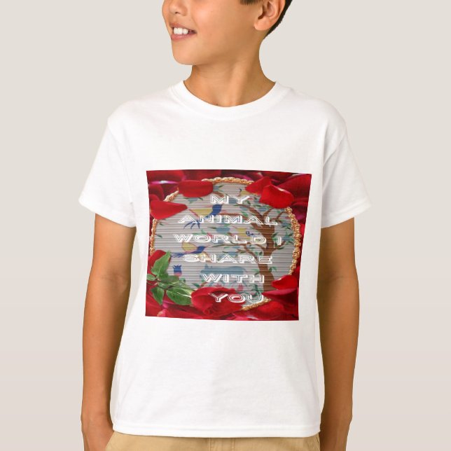 Mina djur World valentine.png T-shirt (Framsida)