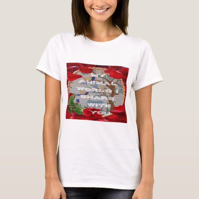 Mina djur World valentine.png Tee Shirt (Framsida)
