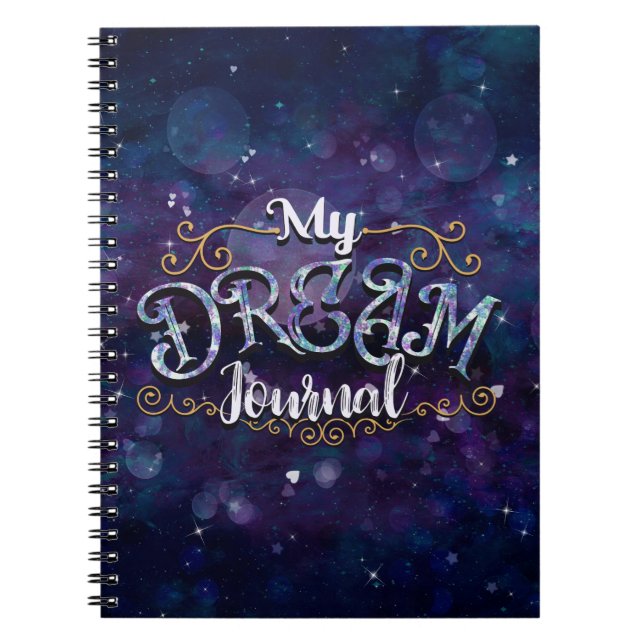 Mina Dream Journal Indigo Violet Hearts & Stars Anteckningsbok (Framsidan)