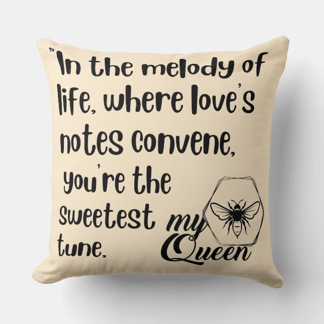 mina drottningsbee-citat kudde (Framsida)