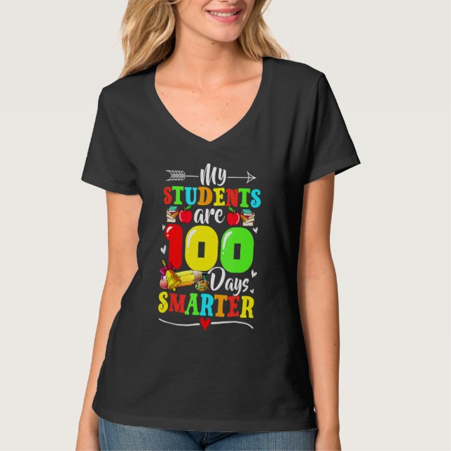Mina elever är 100 dagar smartare 100:e skoldagen t shirt (Framsida)
