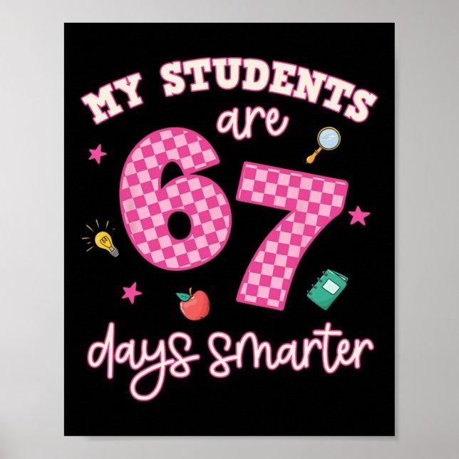 Mina elever är 67 dagar smartare Roliga lärare bar Poster (Framsidan)