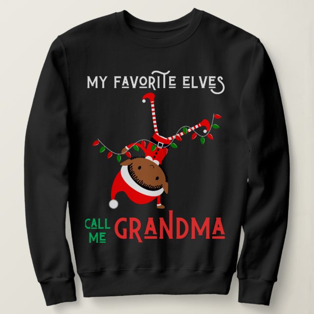 Mina favoritälvar kallar mig Grandma Nana Mimi Jul T Shirt (Design framsida)