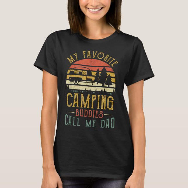 Mina Favoritcampingkompisar Kallar Mig Pappa Vinta T Shirt (Framsida)