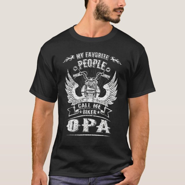 Mina favoriter kallar mig Biker Opa Grandpa Motor T Shirt (Framsida)