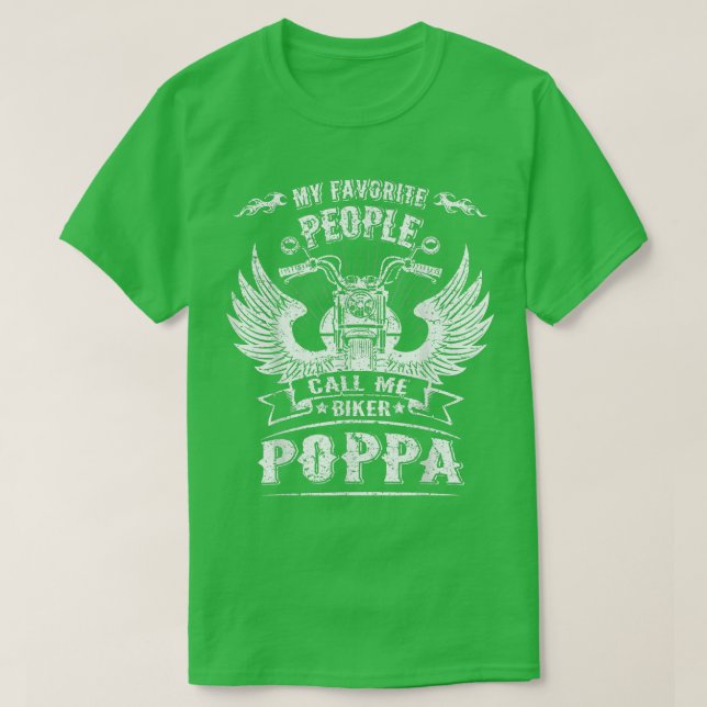 Mina favoriter kallar mig Biker Poppa Grandpa T Shirt (Design framsida)